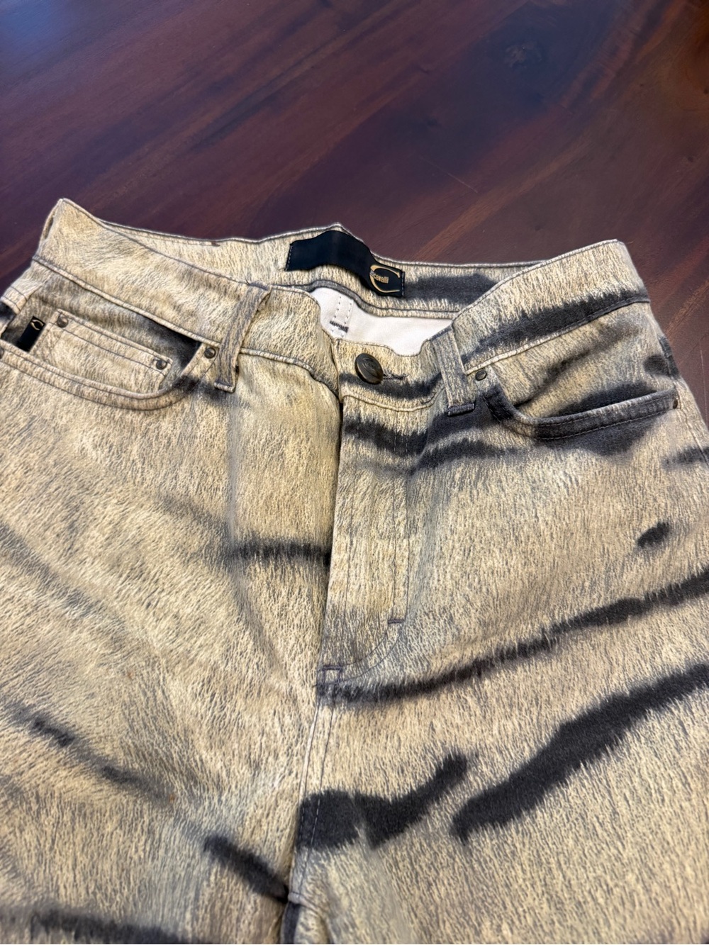 Vtg Just Cavalli 2000s Tiger Print Flared Pants - Picture 4 of 8